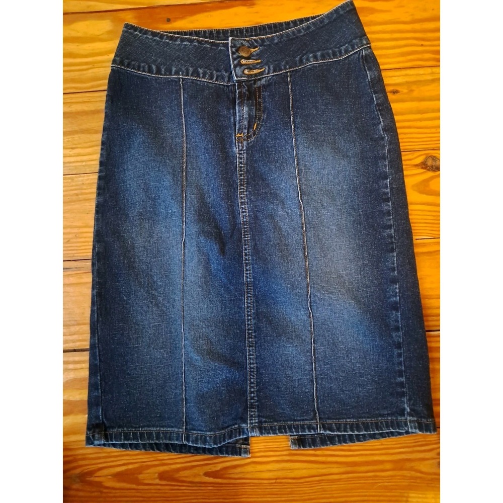 Paris Blues Skirt 1 S Line Denim Dark Wash Blue Vintage J10